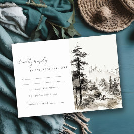 Pine Woods Mountain Landschaftsbild Hochzeit RSVP Karte