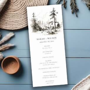 Pine Woods Paysage Sketch Programme de mariage