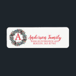 Pine Wreath Christmas Monogram Address Label<br><div class="desc">Schöner Kranz mit Ihrem monogramm Weihnachtsadressen-Label-Set auf weißem Hintergrund. Passende Briefmarke und Aufkleber sind in unserem Shop erhältlich.</div>