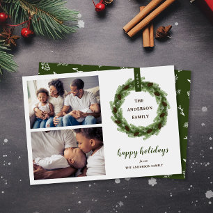 Pine Wreath Happy Holidays 2 Foto Feiertagskarte