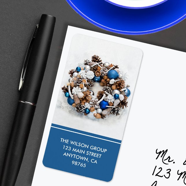 Pine-Wreath-Rücksendeadresse Adressaufkleber (Von Creator hochgeladen)