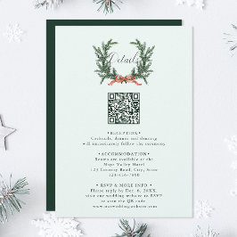 Pine Wreath Wedding QR Code Details Mint Green Begleitkarte