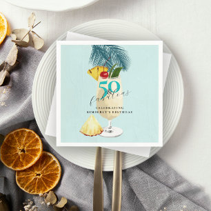 Pineaple Pina Colada Cocktail 50. Geburtstagsparty Serviette