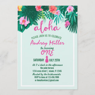PINEAPPLE ALOHA Tropische Blume Geburtstag Einladung