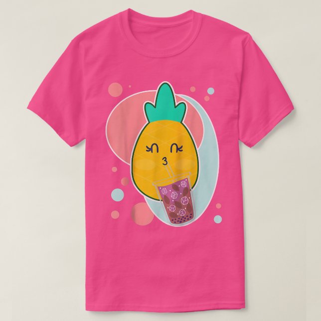 Pineapple Boba Tea Bubble Milk Tea Cute Cartoon Fr T-Shirt (Design vorne)