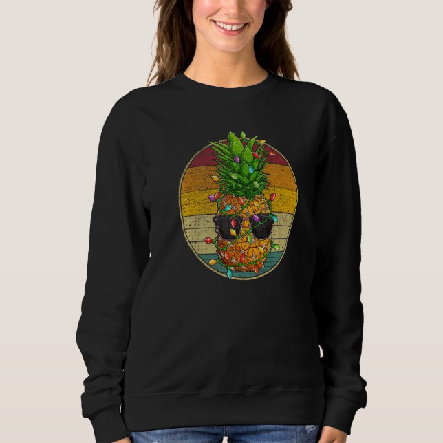 Pineapple Christmas Tree Lights Retro Style Vintag Sweatshirt (Vorderseite)