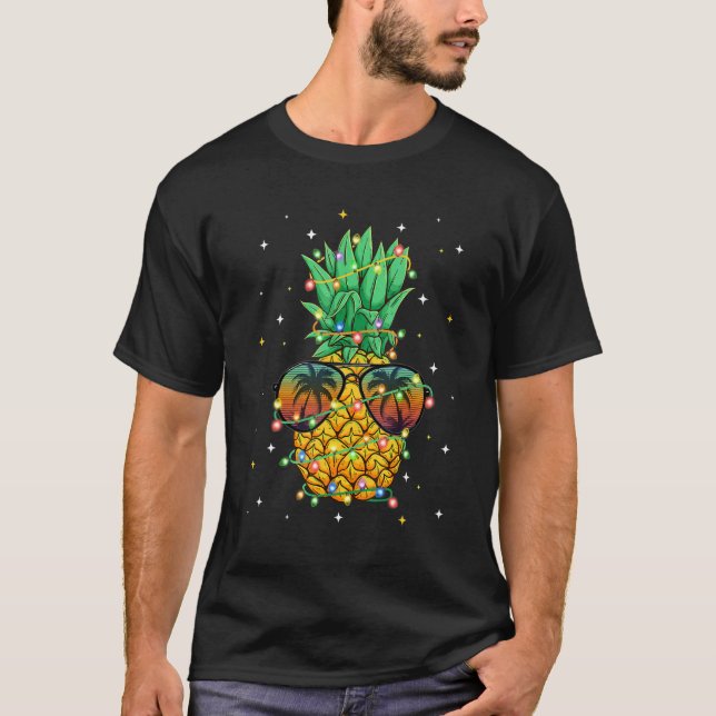 Pineapple Christmas Tree Lights Xmas Boys Men Sung T-Shirt (Vorderseite)