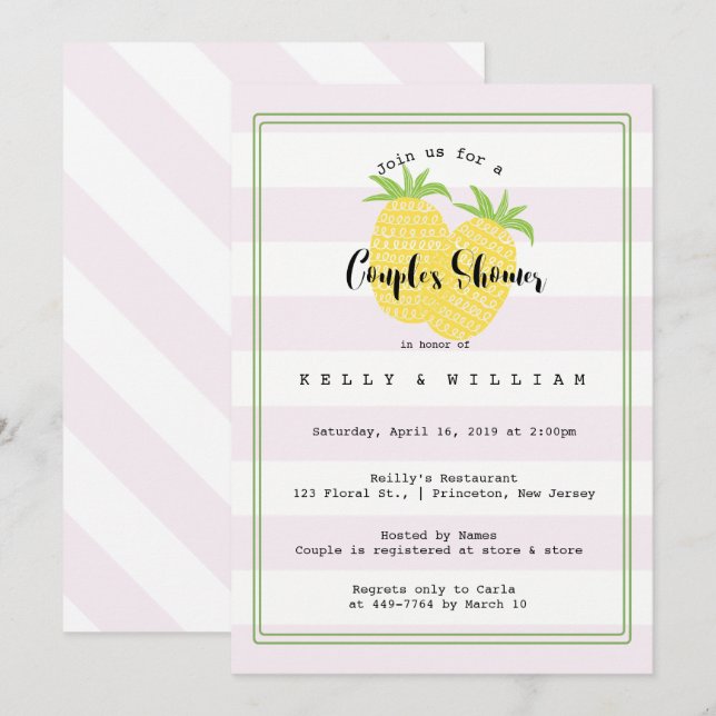 Pineapple Couple Tropical Couple Shower Invitation Einladung (Vorne/Hinten)