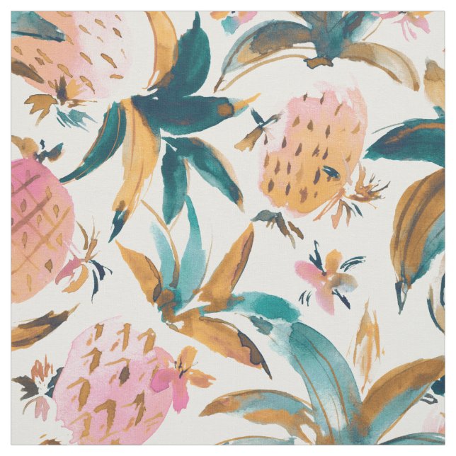 PINEAPPLE DANCE Pink Pineapa Wasserfarbe Stoff (Muster)