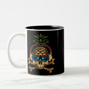 Pineapple DJ Skull Summer Vibes Gamer Hawaiian Sun Zweifarbige Tasse