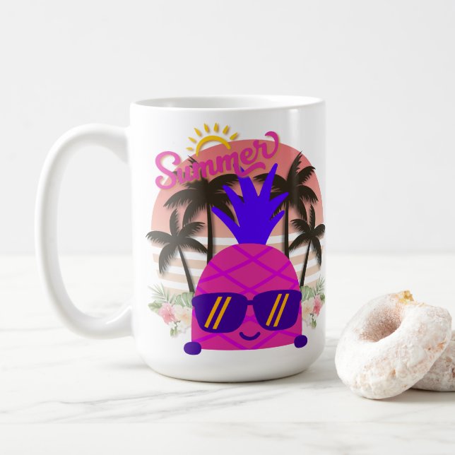 Pineapple Enjoying the Summer Kaffeetasse (Mit Donut)