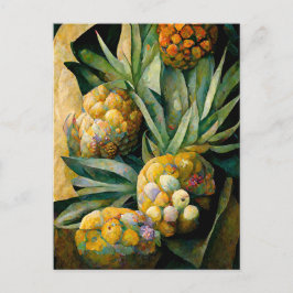 Pineapple fruit in abstract modern painting. postkarte