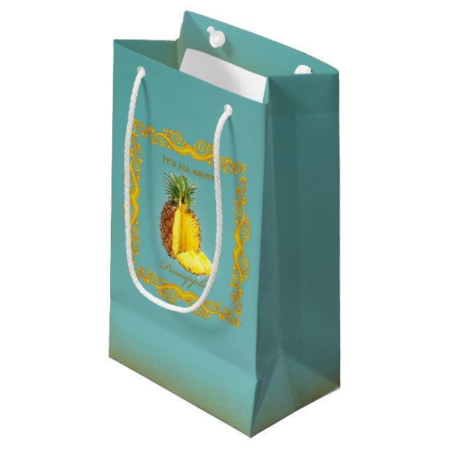 PINEAPPLE ~ Geschenktasche Kleine Geschenktüte (Vorderseite Schrägansicht)