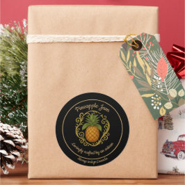 Pineapple Glow – Handgemachtes Marmeladenetikett Runder Aufkleber