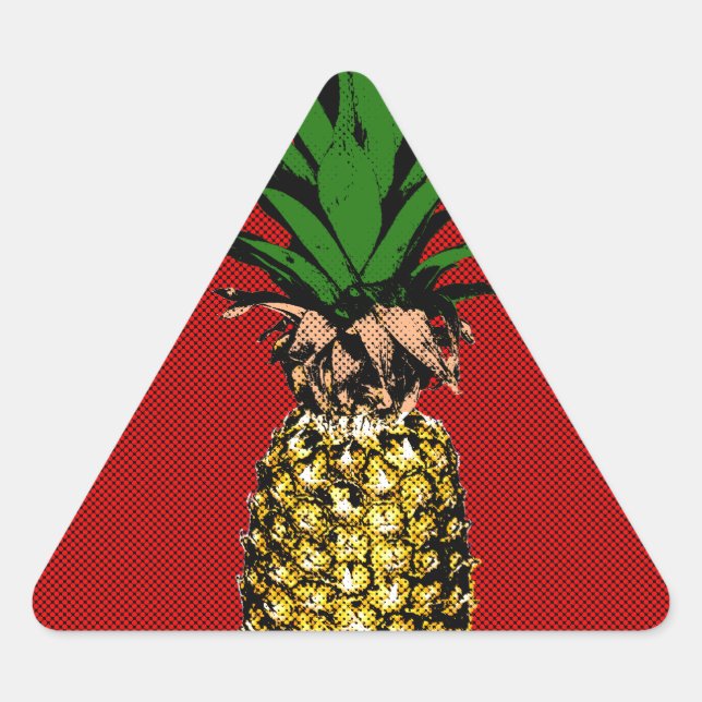 Pineapple Newsprint Image Dreieckiger Aufkleber (Vorderseite)