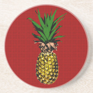 Pineapple Newsprint Image Getränkeuntersetzer