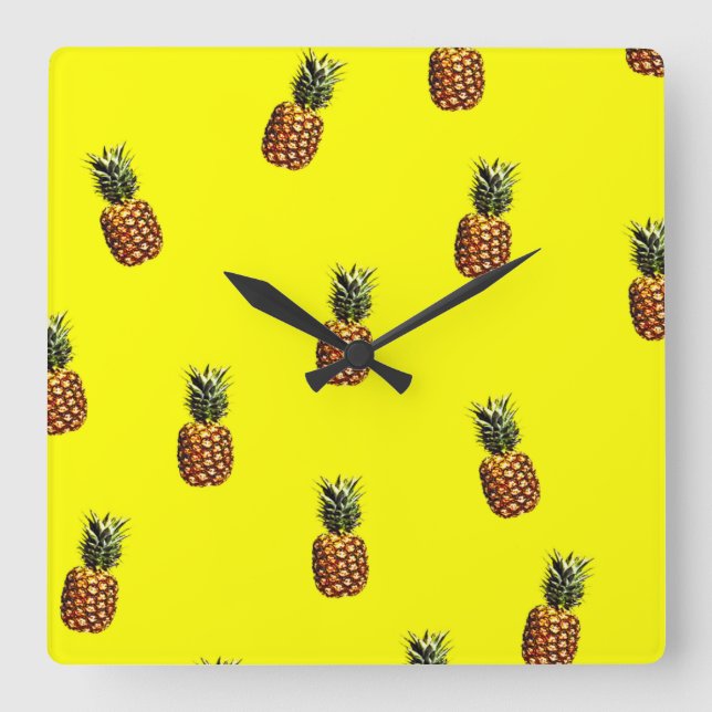 pineapple pattern quadratische wanduhr (Vorderseite)