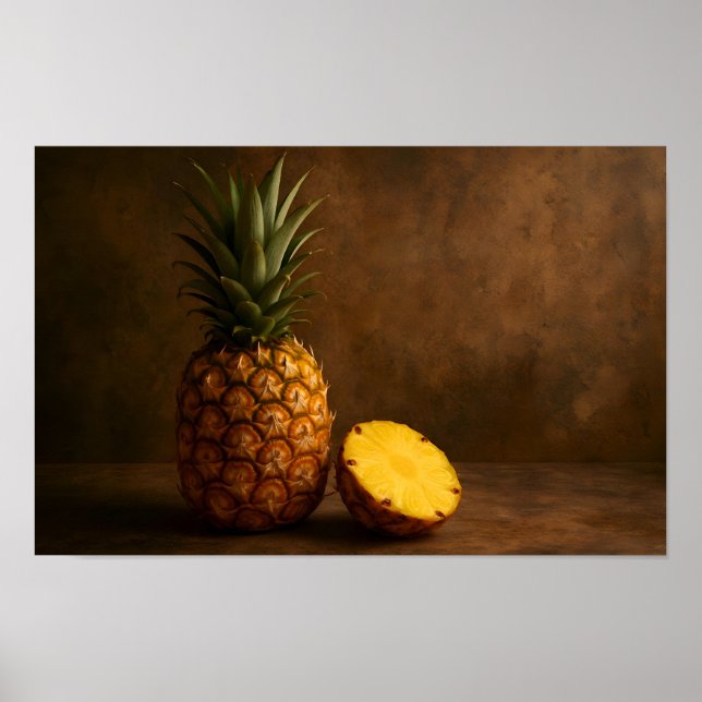 Pineapple & Pineapple Slice Rustic Grunge Photo Poster (Vorne)