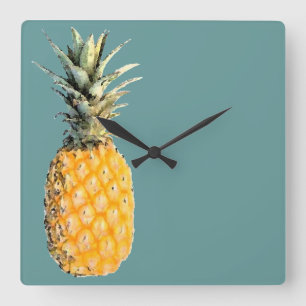 pineapple quadratische wanduhr