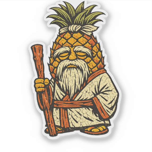 Pineapple Sensei — Lustiger Frucht Weiser Meister  Aufkleber (Vorderseite)