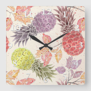Pineapple, Sweet-Paar, Frucht-Clock Quadratische Wanduhr