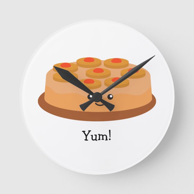 Pineapple Upside Down Cake Runde Wanduhr (Vorderseite)