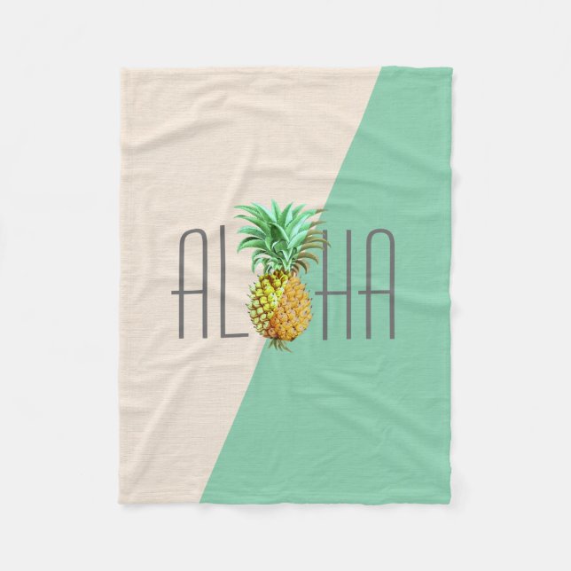 PineApple Vintag Illustration Aloha Text Fleecedecke (Vorderseite)