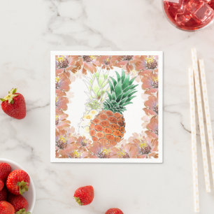 Pineapple, watercolor . serviette
