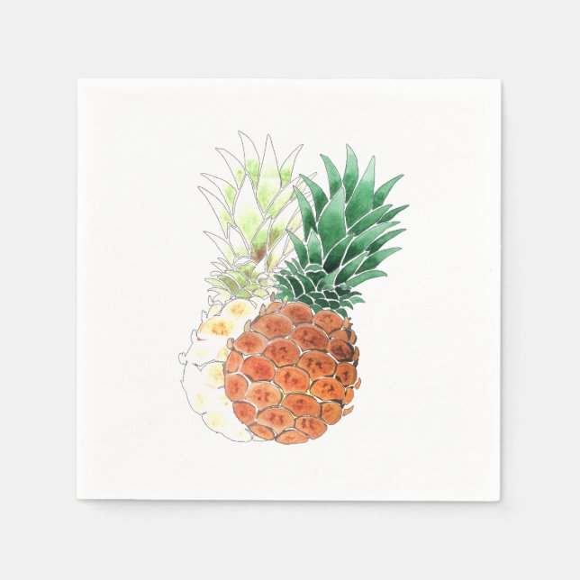 Pineapple, watercolor . serviette (Vorderseite)