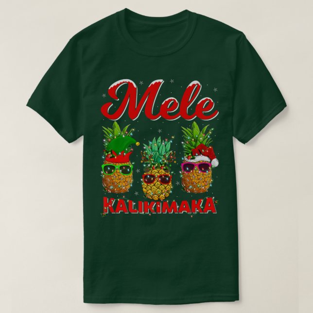 Pineapple Xmas Lights Mele Kalikimaka Pineapple Ch T-Shirt (Design vorne)