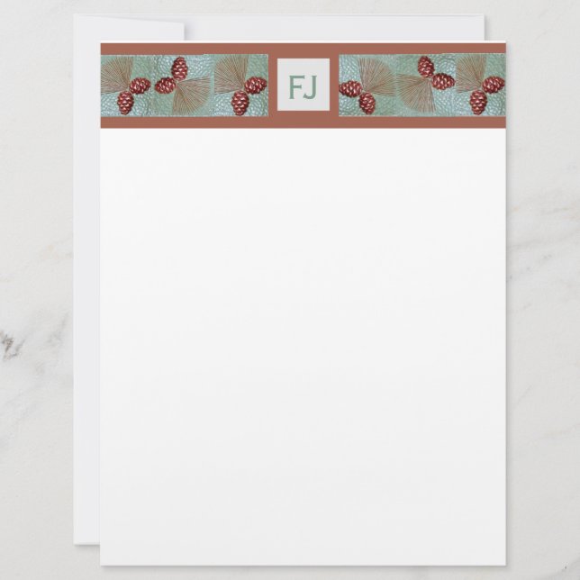 Pinecone Border Letterhead Briefbogen (Vorderseite)