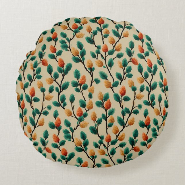 Pinecone Branches Rundes Kissen (Vorderseite)