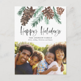 Pinecone Christmas Watercolor Foto Postkarte