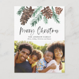 Pinecone Christmas Watercolor Foto Postkarte