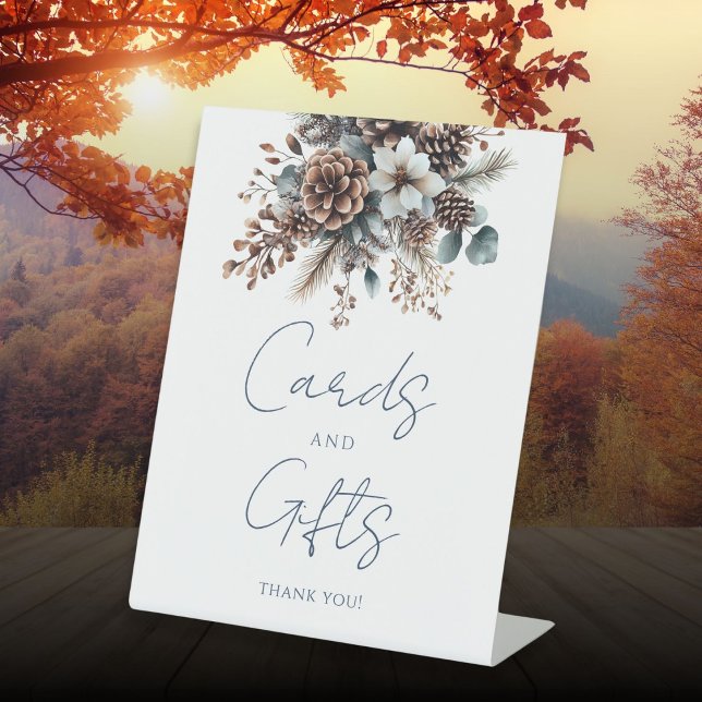 Pinecone - Karten und Geschenke für die Stille der Sockelschild (Elegant Forest Floral Pinecone Cards And Gifts Pedestal Sign)