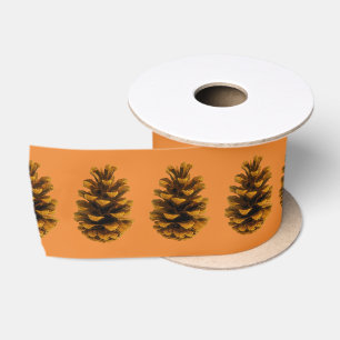 Pinecone rustikale Natur braun und orange Satinband