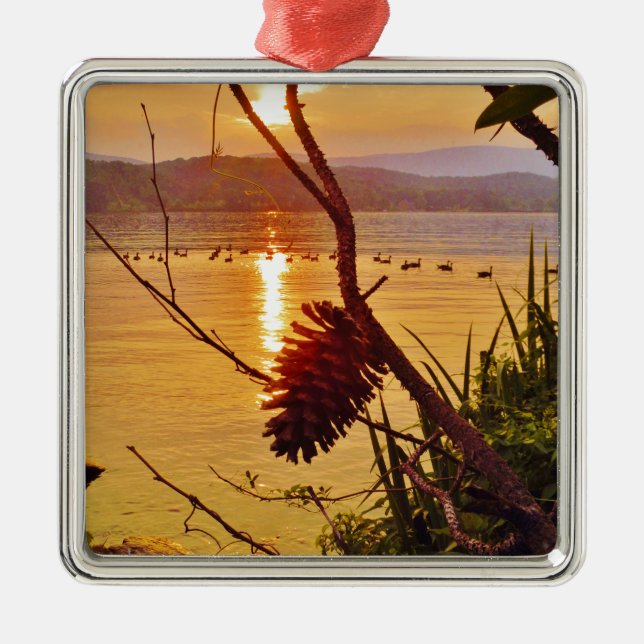 Pinecone Silbernes Ornament (Vorne)