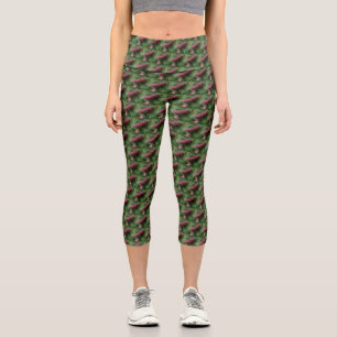 Pinecone und Kiefernnadeln Naturmuster Capri Leggings