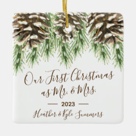 Pinecone Unsere ersten Weihnachten als Herr. & Mrs Keramikornament