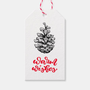 Pinecone Zeichnen und Weihnachtsbeschriftung Geschenkanhänger