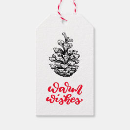 Pinecone zeichnend und Weihnachtsschrift Geschenkanhänger