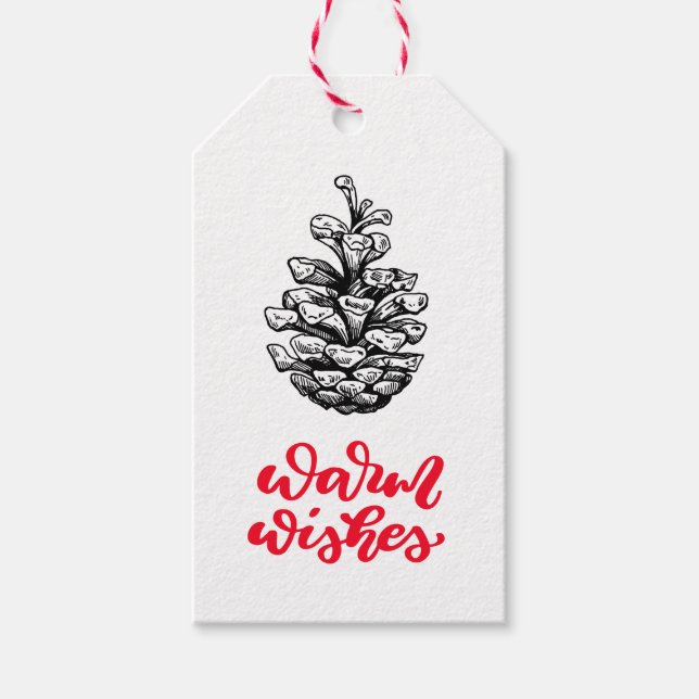 Pinecone zeichnend und Weihnachtsschrift Geschenkanhänger (Vorderseite)