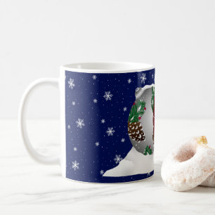 Pinecone Ziergegenstände mit schneebedeckter Weih Kaffeetasse
