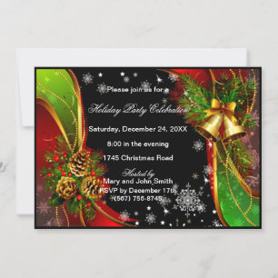 Pinecones Et Cloches Fête De Noël Invitation