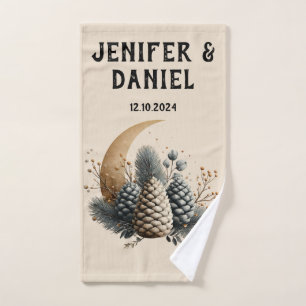 Pinecones et Crescent Lune Amour hivernal