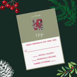 Pinecones Evergreens Red Berries LIEBE RSVP-Karte RSVP Karte