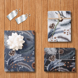 Pinecones Festlicher Winter oder Weihnachten Botan Geschenkpapier Set