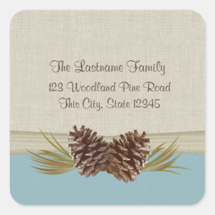 Pinecones Light Blue Quadratischer Aufkleber
