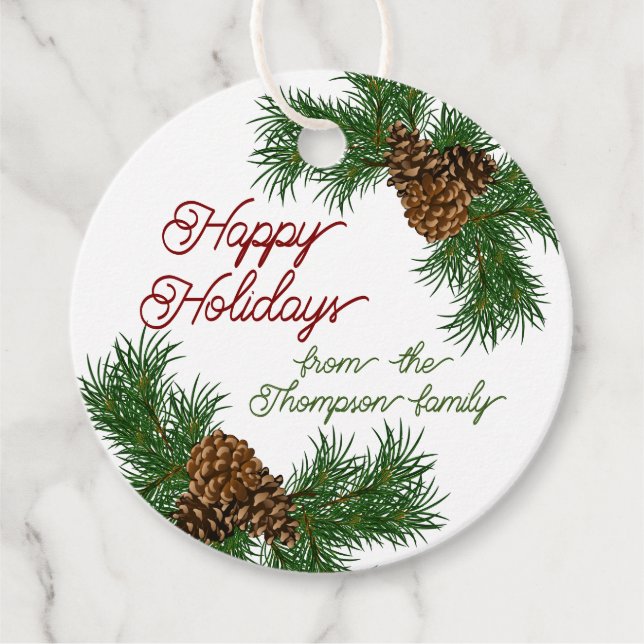 Pinecones Pinecones Pinselnäedles Branchen Kranz Geschenkanhänger (Vorderseite)
