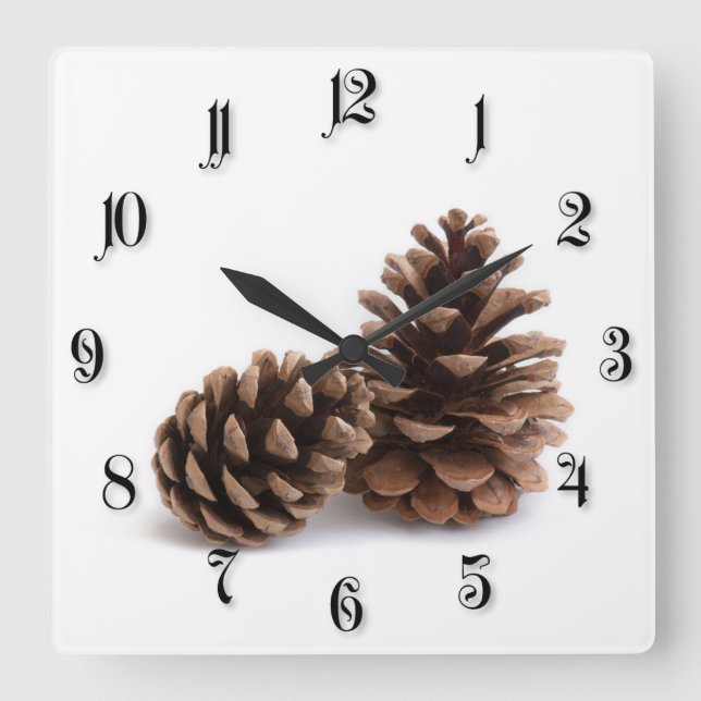 Pinecones Quadratische Wanduhr (Vorderseite)